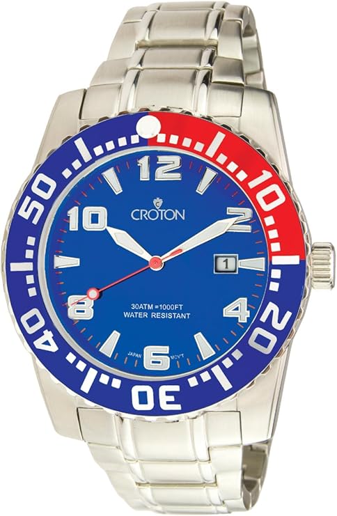 Mens Divers Aquamatic Steel Date 30Atm Large Date Watch