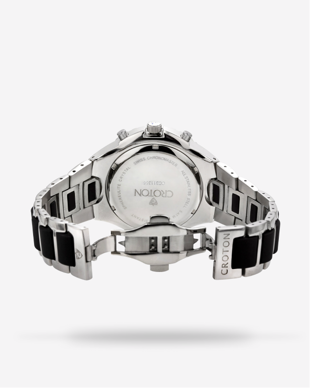 Croton Men's "Super C" Swiss Chronograph with Stainless & Silicon Bracelet