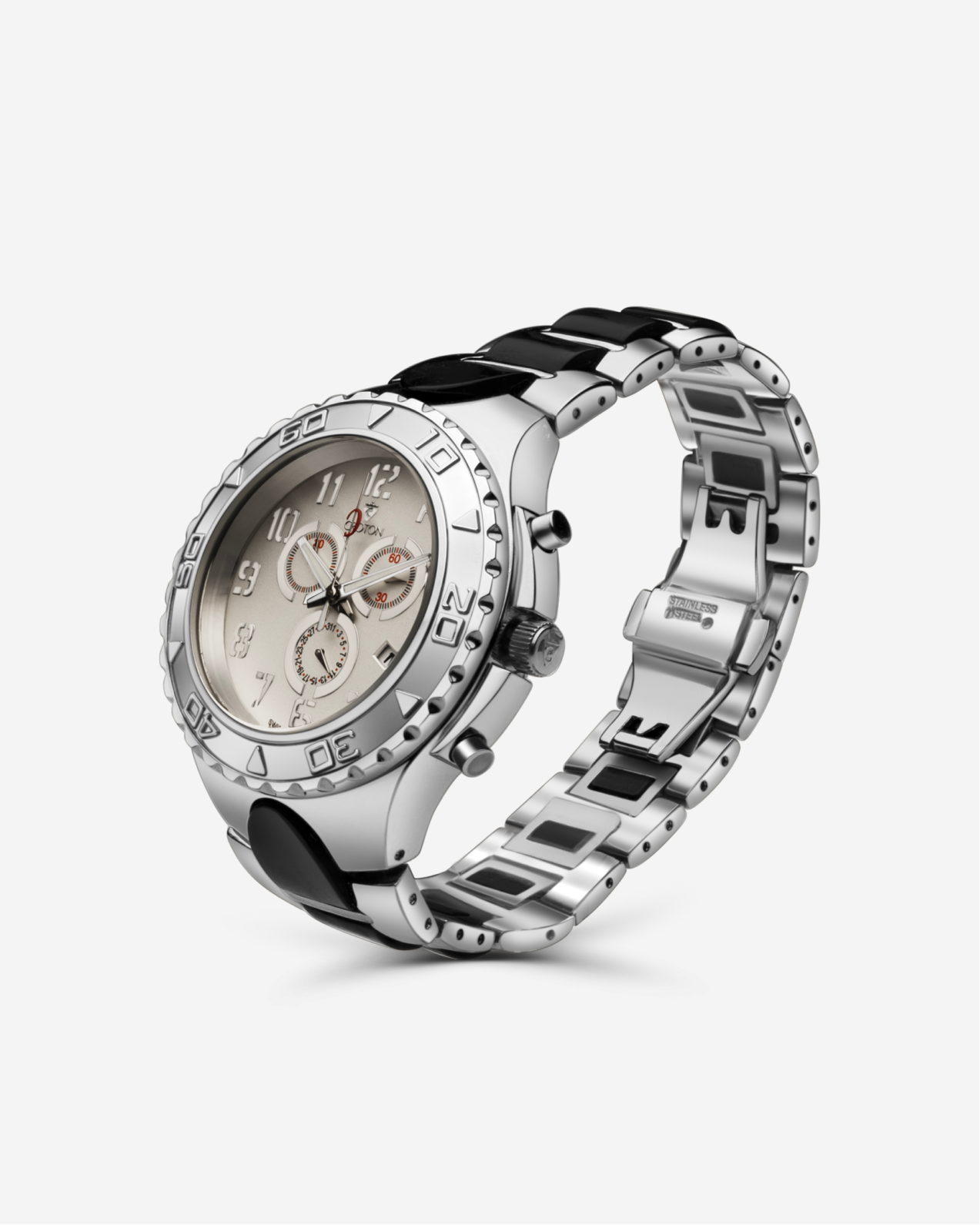 Croton Men's "Super C" Swiss Chronograph with Stainless & Silicon Bracelet