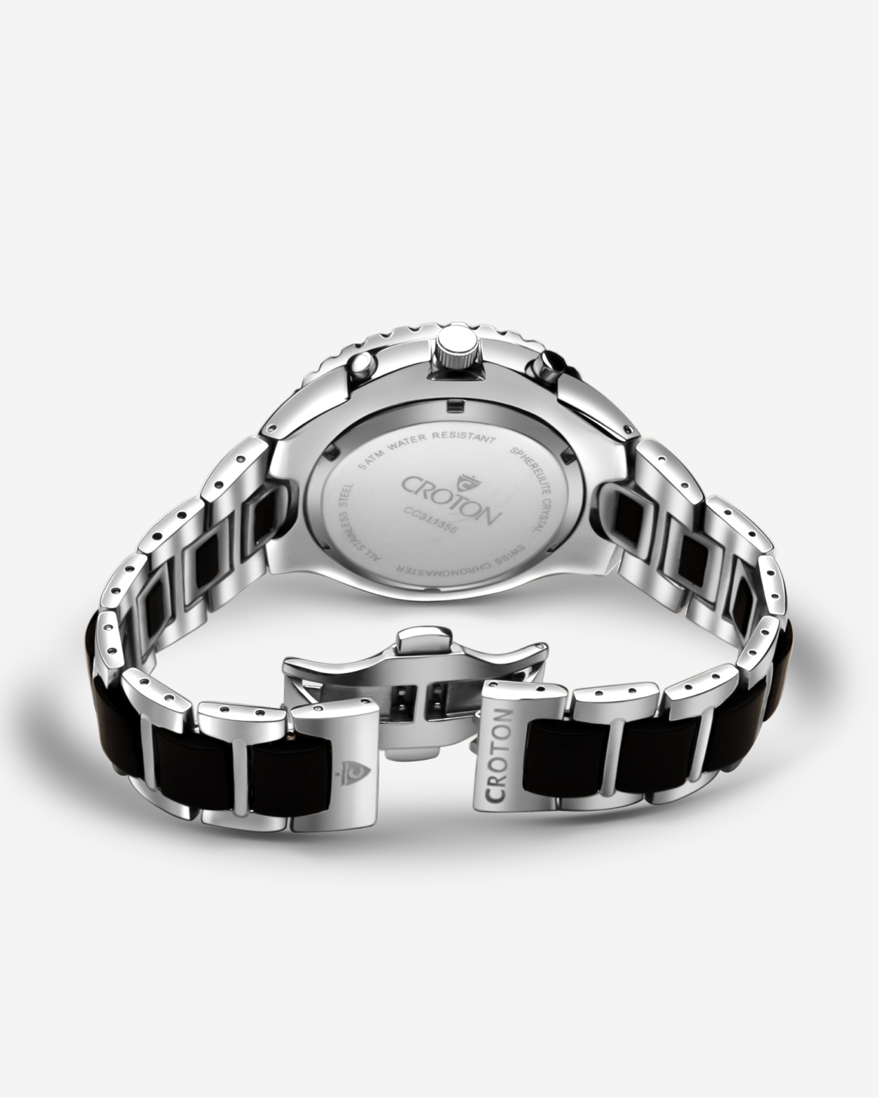 Croton Men's "Super C" Swiss Chronograph with Stainless & Silicon Bracelet