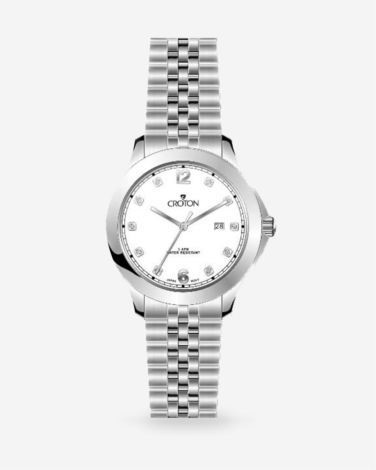 DECIDER Croton's Men's Stainless Steel Watch with Diamond Markers