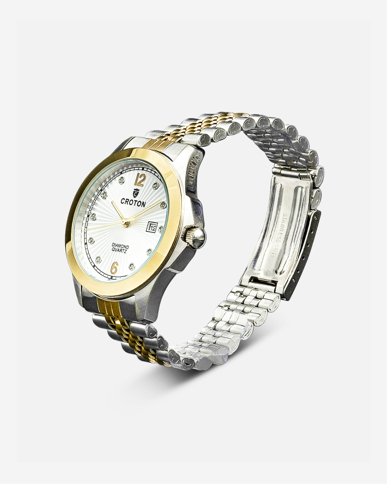 DECIDER Croton's Men's Stainless Steel Watch with Diamond Markers