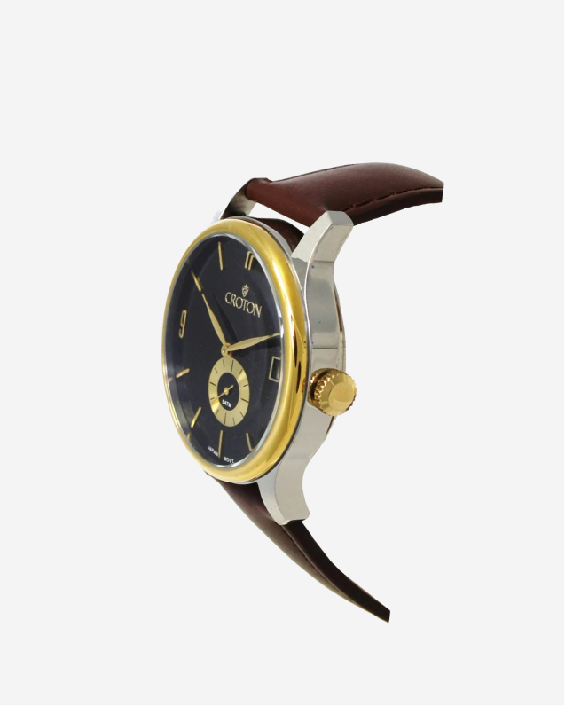 TRADITION Men's Twotone All Stainless Japan Quartz Strap Watch with Date & Seconds Sub Dial