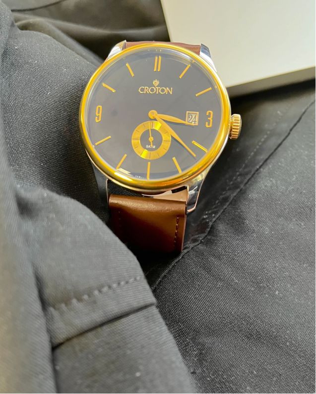 TRADITION Men's Twotone All Stainless Japan Quartz Strap Watch with Date & Seconds Sub Dial