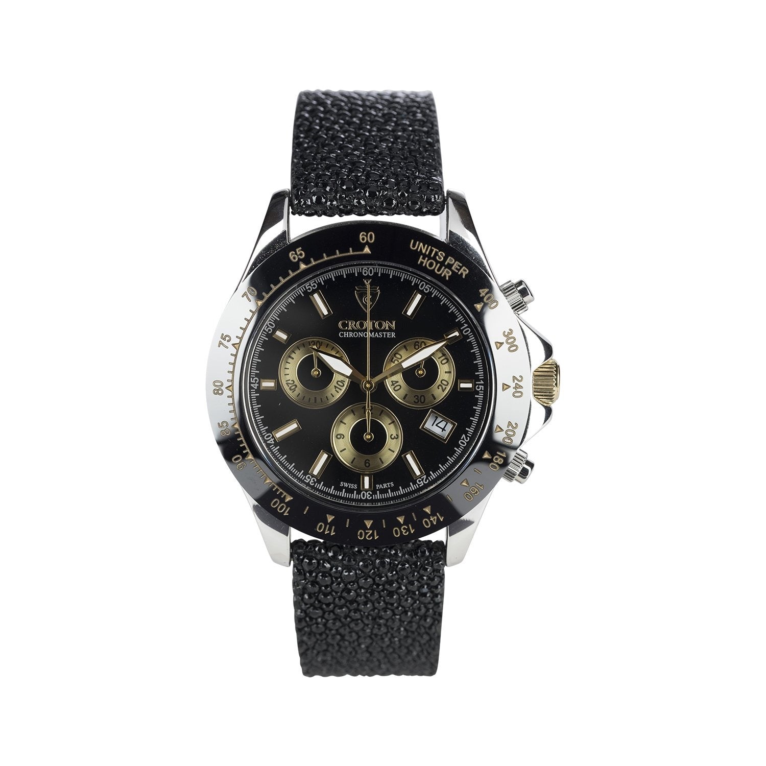 Limited Edition Men's Sterling Silver Black Dial Chronograph with Stingray Strap - CROTON GROUP