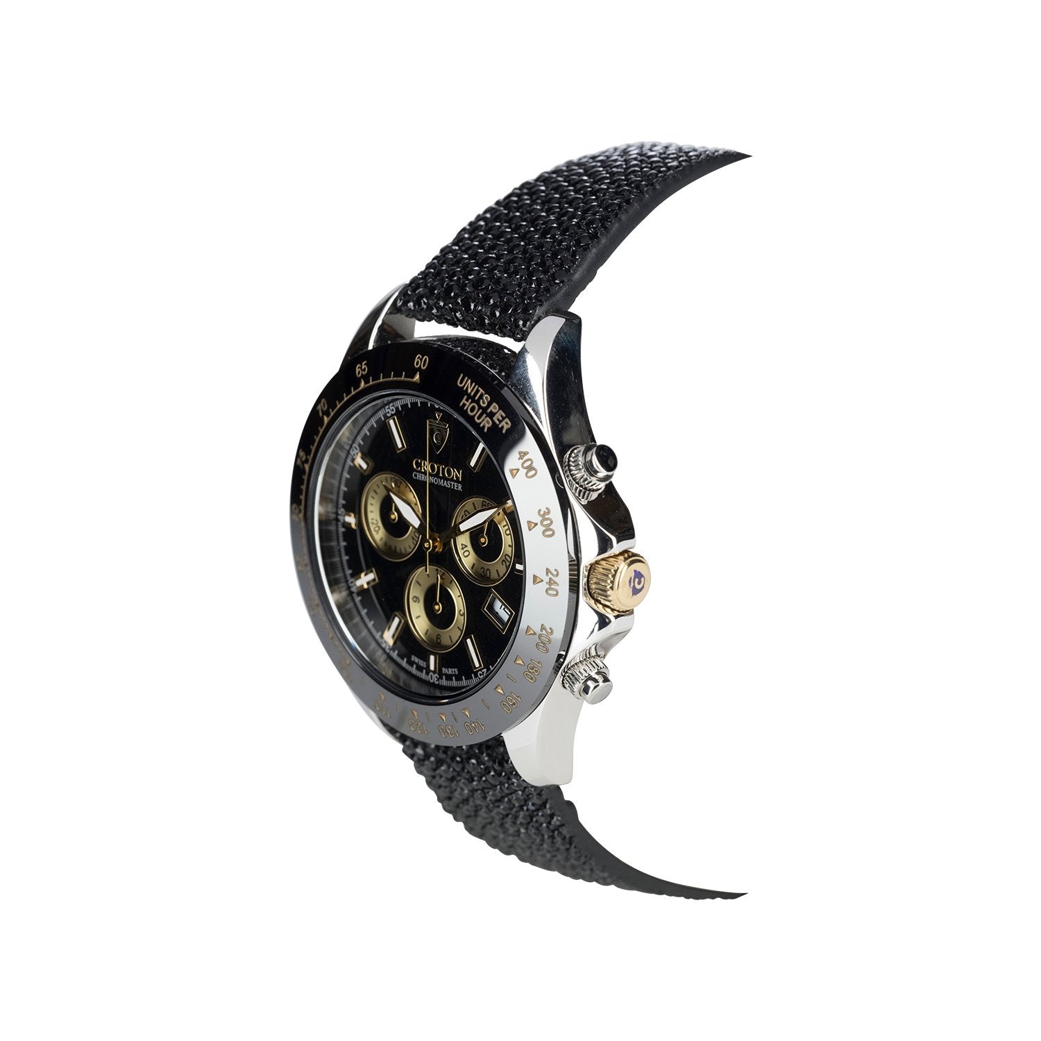 Limited Edition Men's Sterling Silver Black Dial Chronograph with Stingray Strap - CROTON GROUP