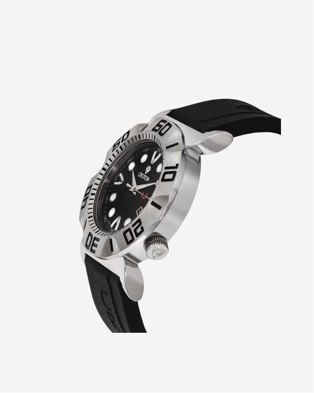 Croton Men s Vortex Stainless Quartz Watch with Black Silicon Strap