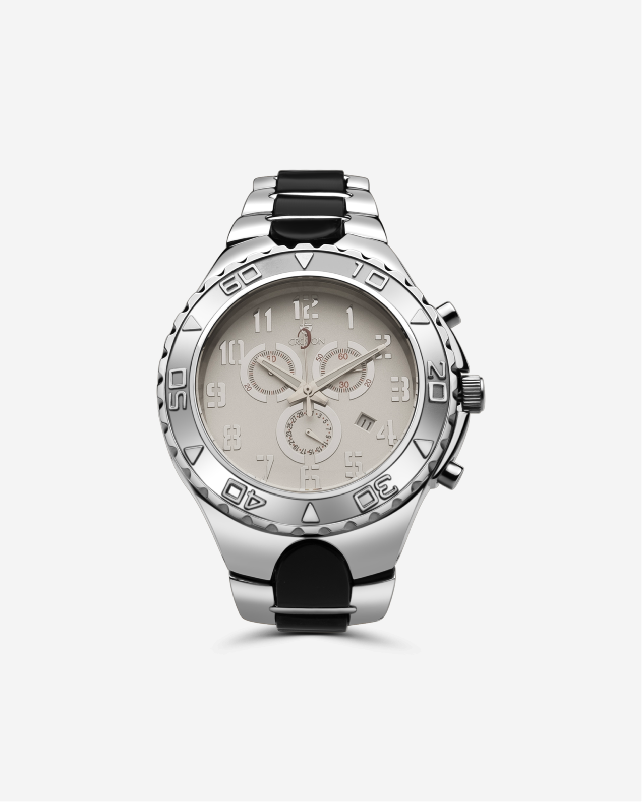 Croton Men's "Super C" Swiss Chronograph with Stainless & Silicon Bracelet