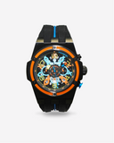Men's Chronograph with IP Black Case & Black Silicon Strap