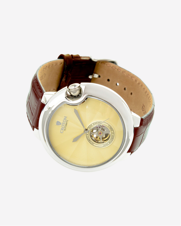 Montre Croton CA301241SSBK Pour Homme - Acier Inoxydable - Mouvement à Quartz Avec Date