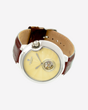 Men's Stainless Steel Automatic with Heartbeat & Ivory Dial & Brown Leather Strap