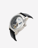 Men's Stainless Automatic with Ying Yang Design and Leather Strap