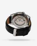 Men's Stainless Automatic with Ying Yang Design and Leather Strap