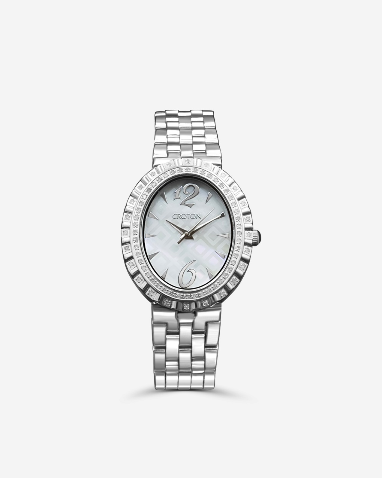 Croton Ladies Silvertone Swiss Quartz "Ballroom" Watch with Patterned Mother of Pearl Dial
