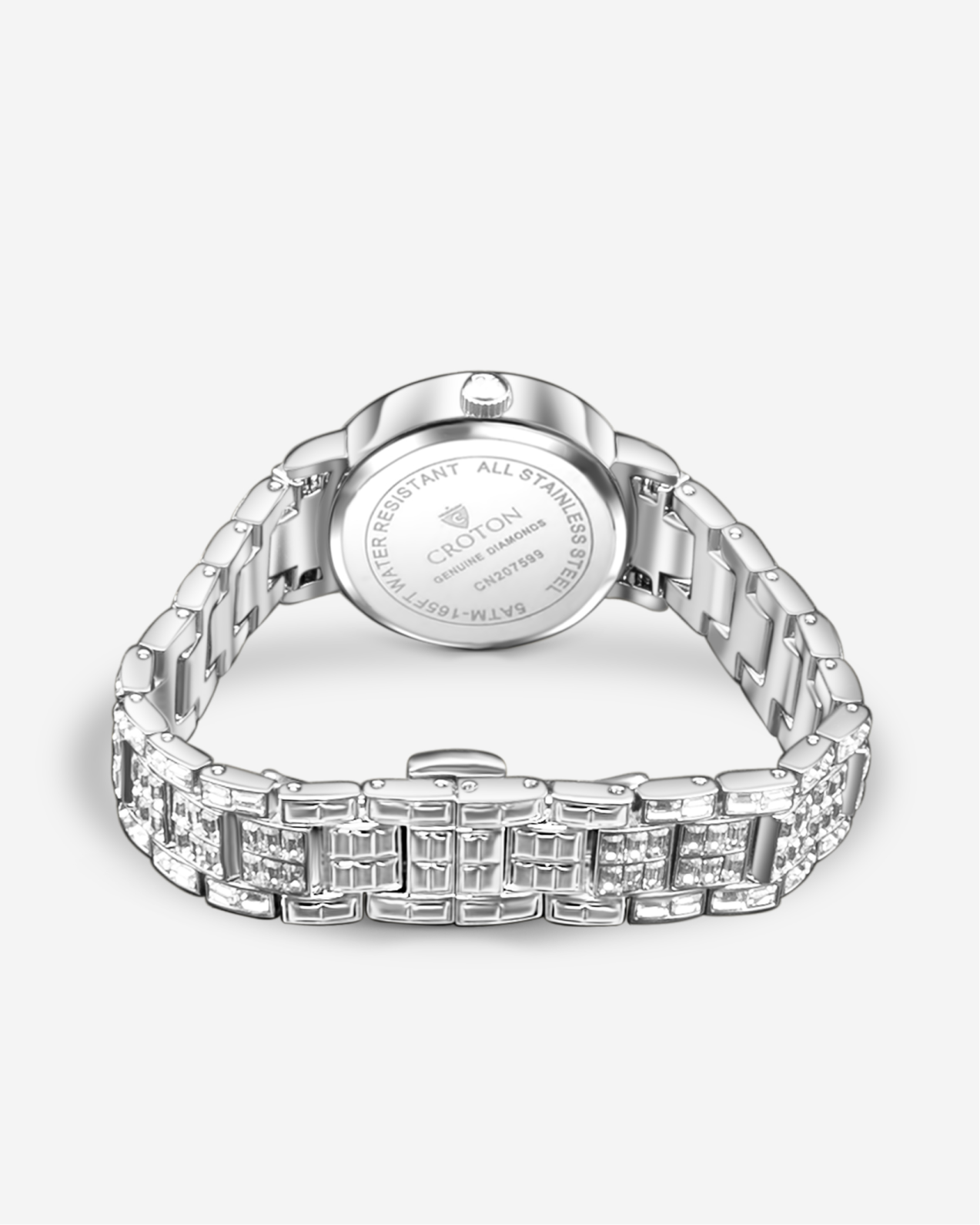 Ladies Silvdertone Quartz Dress Watch with CZ Baguette Dial & Bracelet