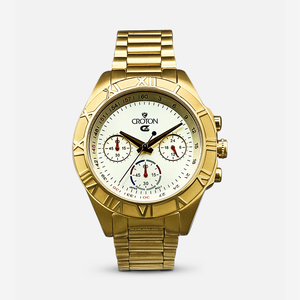 LUMINA Unisex Goldtone Chronograph with Tapering Bracelet