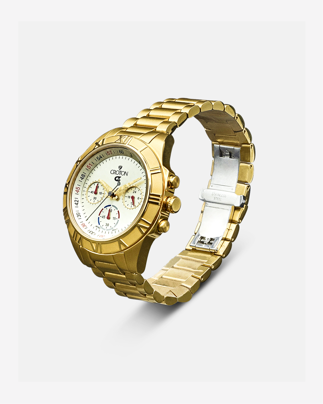 LUMINA Unisex Goldtone Chronograph with Tapering Bracelet