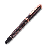 Croton Ballpoint Pen with laser cut grooves in matte black and rose accents - CROTON GROUP