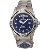 Men's Silvertone Two Time Zone Automatic & Quartz with Day/Date and Blue Dial