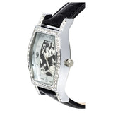 Ladies Quartz Snowflake Obsidian & Mother of Pearl Dial Watch with Crystal Bezel
