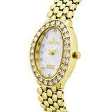 Croton Ladies Goldtone Oval Mother of Pearl Dial Watch with Diamond Markers
