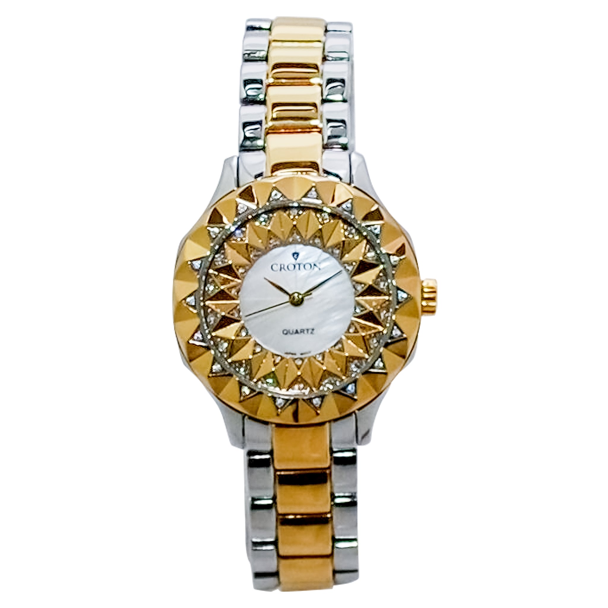 Croton Women's Quartz Crystal Accented Beveled Bracelet Watch