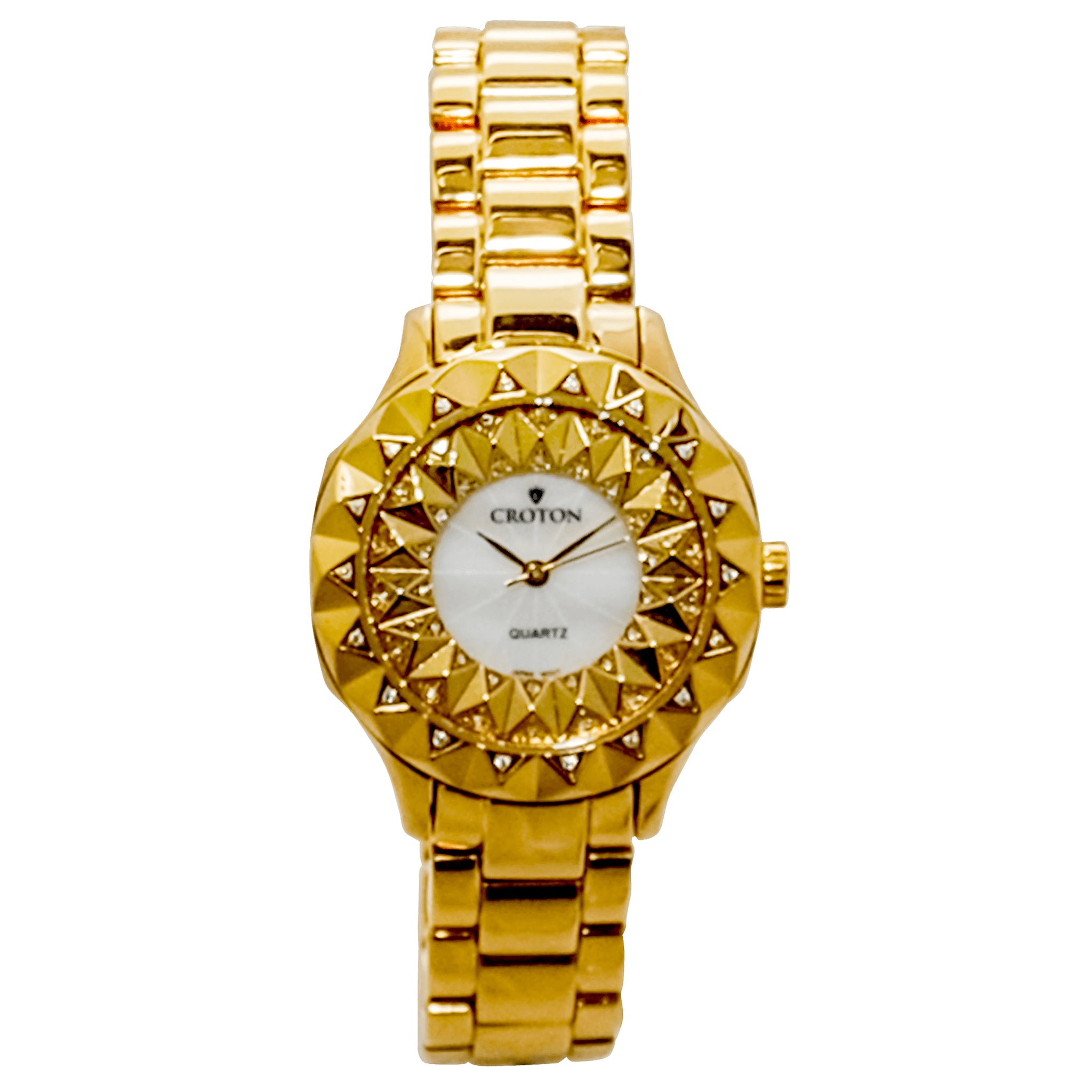 Croton Women's Quartz Crystal Accented Beveled Bracelet Watch