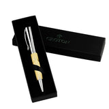 Goldtone Ballpen with Carved Lines and Painted Oil - CROTON GROUP